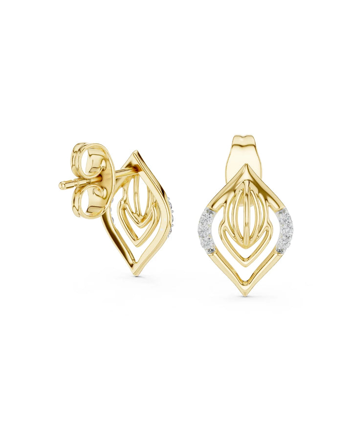 18K Yellow Gold Vermeil Aarvi Lotus Moissanite Stud Earrings in 925 Sterling Silver