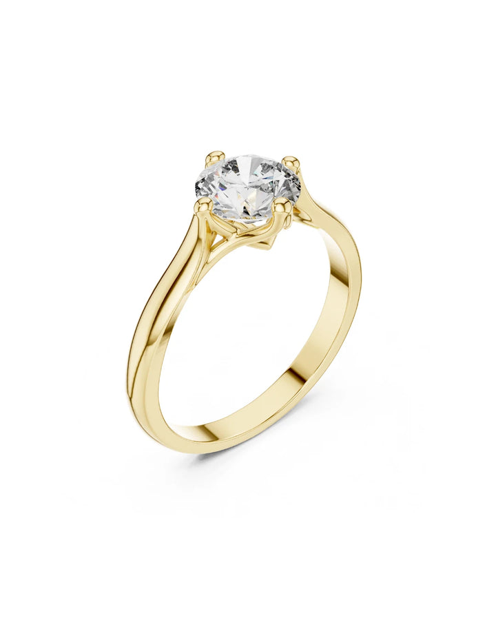 18K Yellow Gold Vermeil Aera Lift Unique Shank Moissanite Solitaire Ring
