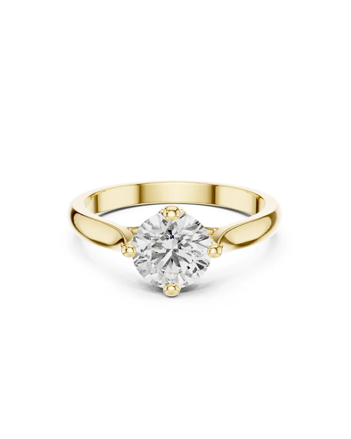 18K Yellow Gold Vermeil Aera Lift Unique Shank Moissanite Solitaire Ring in 925 Sterling Silver