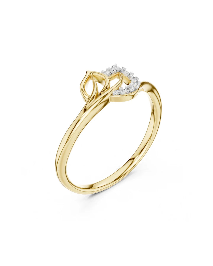 18K Yellow Gold Vermeil Aria Nature Inspired Moissanite Leaf Wrap Ring