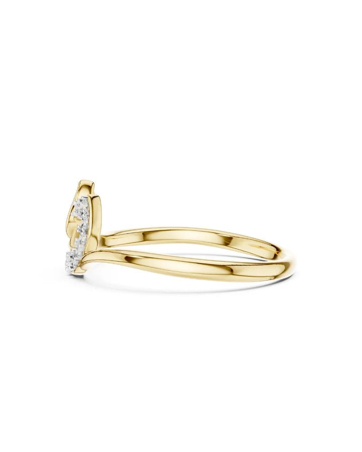 18K Yellow Gold Vermeil Aria Nature Inspired Moissanite Leaf Wrap Ring in 925 Sterling Silver