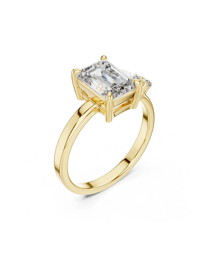18K Yellow Gold Vermeil Aria Trio Moissanite Statement Cocktail Ring