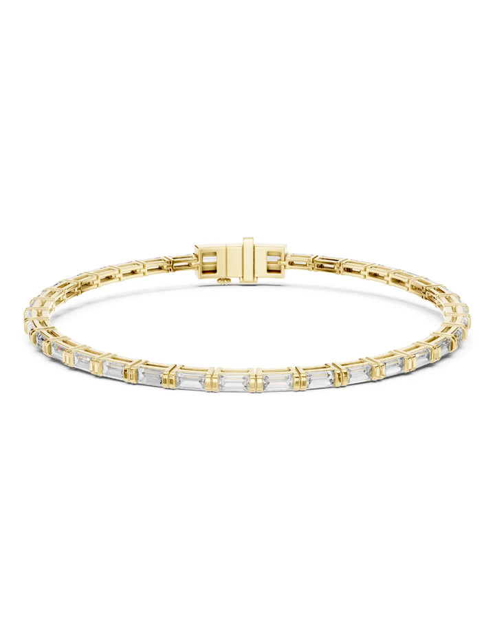18K Yellow Gold Vermeil Arin Baguette Moissanite Tennis Bracelet in 925 Sterling Silver