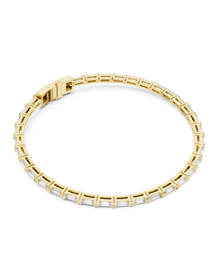 18K Yellow Gold Vermeil Arin Baguette Moissanite Tennis Bracelet in 925 Sterling Silver by Carat For You