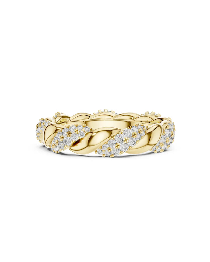 18K Yellow Gold Vermeil Aurelia Braided Moissanite Eternity Band Ring
