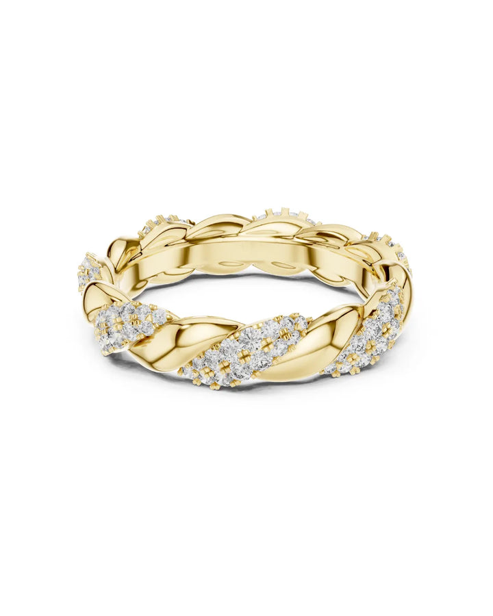 18K Yellow Gold Vermeil Aurelia Braided Moissanite Eternity Band Ring in 925 Sterling Silver