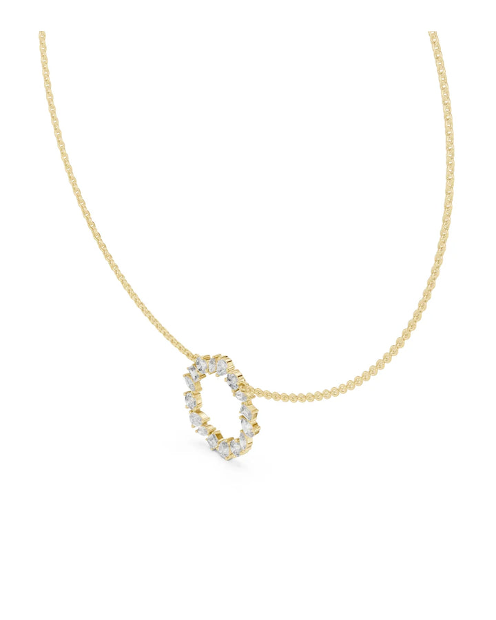 18K Yellow Gold Vermeil Aurora Moissanite Halo Pendant Necklace