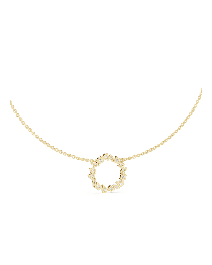 18K Yellow Gold Vermeil Aurora Moissanite Halo Pendant Necklace in 925 Sterling Silver