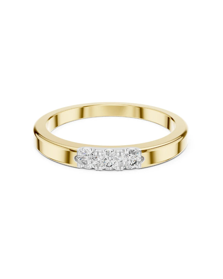 18K Yellow Gold Vermeil Ava Three Stone Minimalist Moissanite Ring by Carat For You