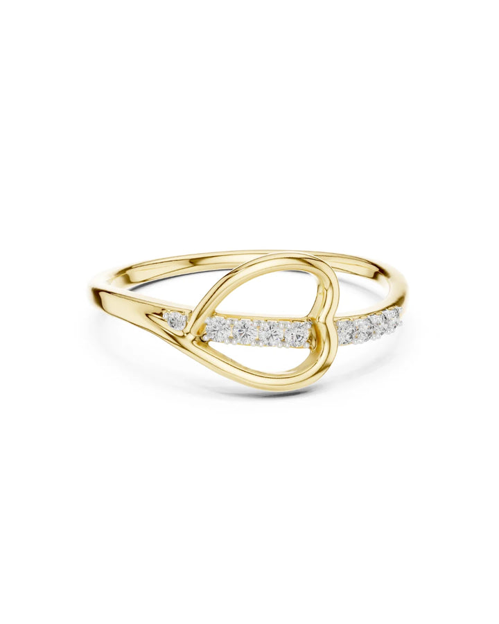 18K Yellow Gold Vermeil Avi Open Heart Dainty Moissanite Ring