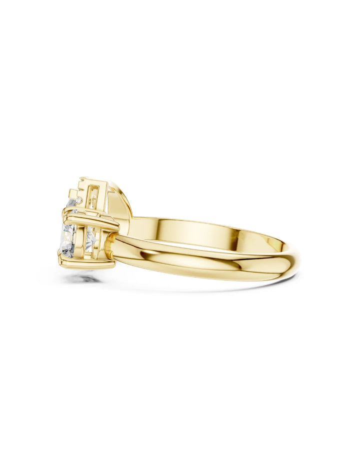 18K Yellow Gold Vermeil Beth Halo Toi et Moi Moissanite Ring in 925 Sterling Silver