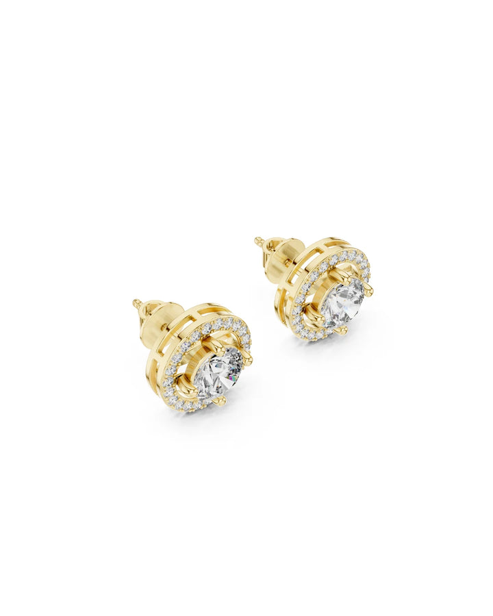 18K Yellow Gold Vermeil Cora Halo Moissanite Stud Earrings