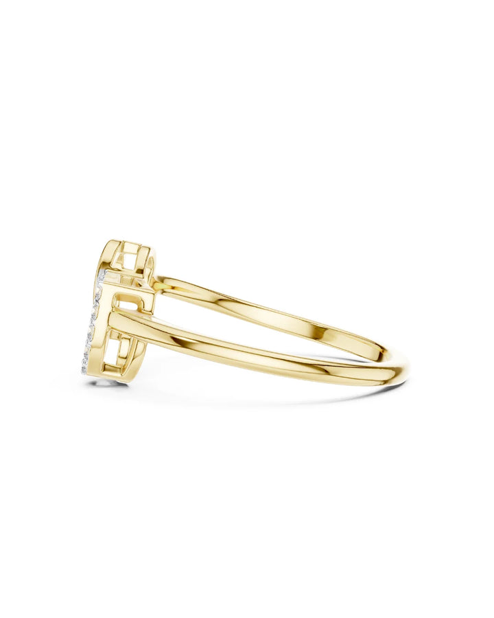 18K Yellow Gold Vermeil Dua Entwined Hearts Moissanite Ring i 925 Sterling Silver by Carat For You