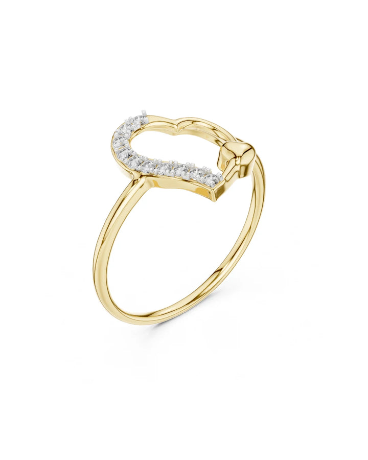18K Yellow Gold Vermeil Eira Heart Duo Open Moissanite Ring