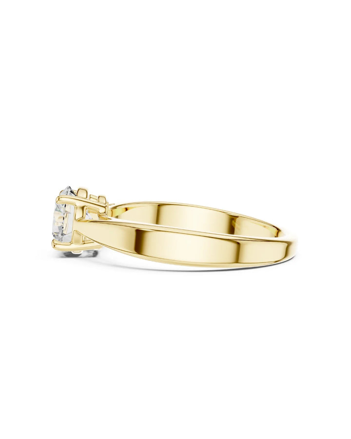 18K Yellow Gold Vermeil Eleve Classic Moissanite Solitaire Engagement Ring in 925 Sterling Silver