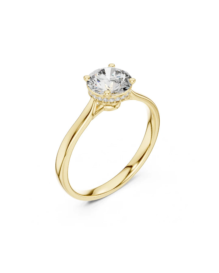 18K Yellow Gold Vermeil Eloa Crown Moissanite Solitaire Ring