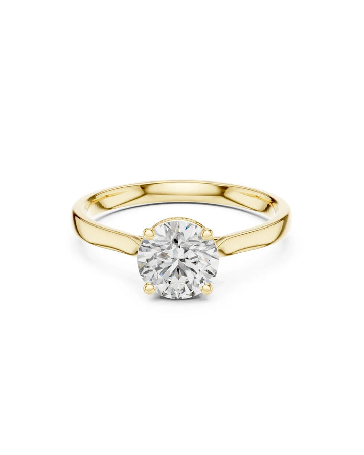 18K Yellow Gold Vermeil Eloa Crown Moissanite Solitaire Ring in 925 Sterling Silver by Carat For You