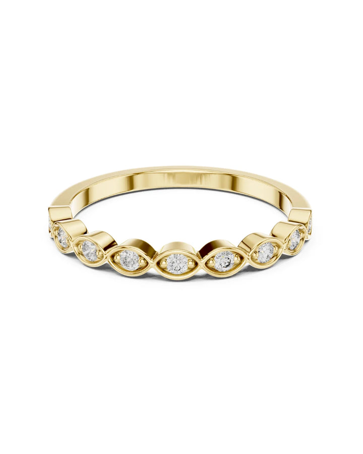 18K Yellow Gold Vermeil Eterna Marquise Bezel Moissanite Band Ring