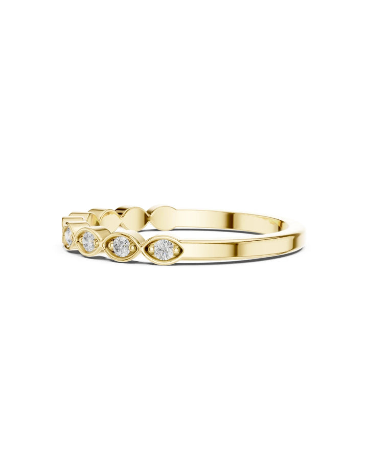 18K Yellow Gold Vermeil Eterna Marquise Bezel Moissanite Band Ring in 925 Sterling Silver