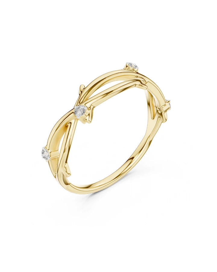 18K Yellow Gold Vermeil Evelyn Connected Roots Moissanite Ring