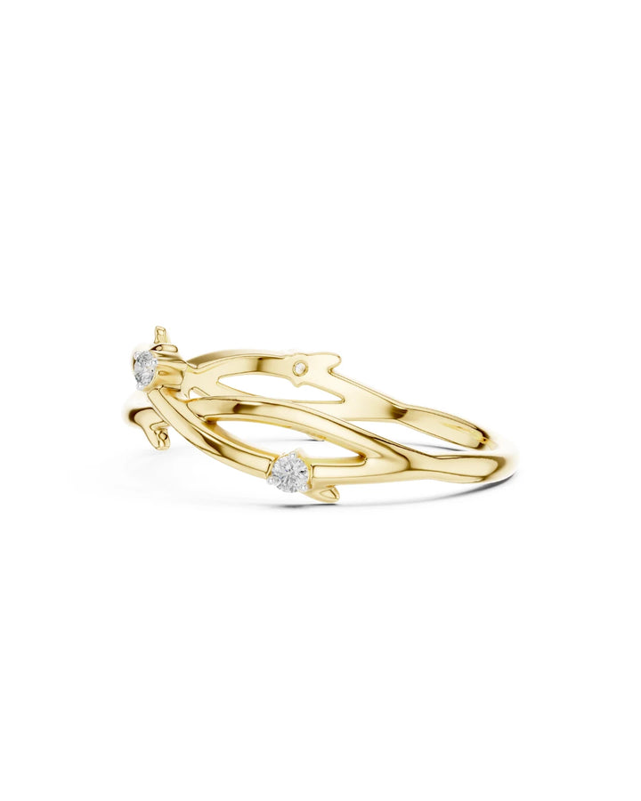 18K Yellow Gold Vermeil Evelyn Connected Roots Moissanite Ring in 925 Sterling Silver by Carat For You