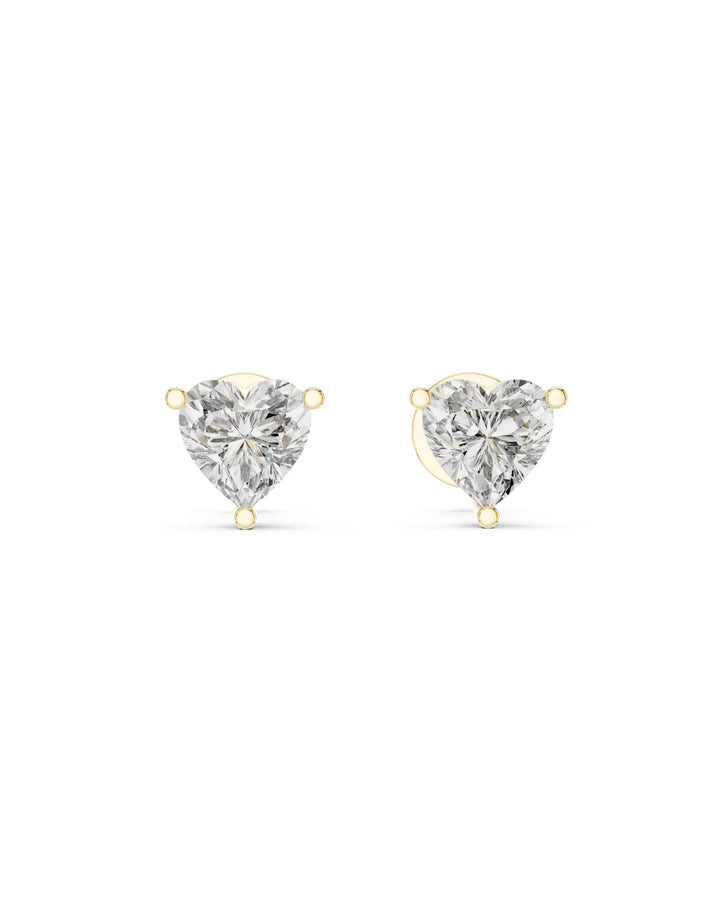 18K Yellow Gold Vermeil Faye 6mm Heart Moissanite Solitaire Stud Earrings