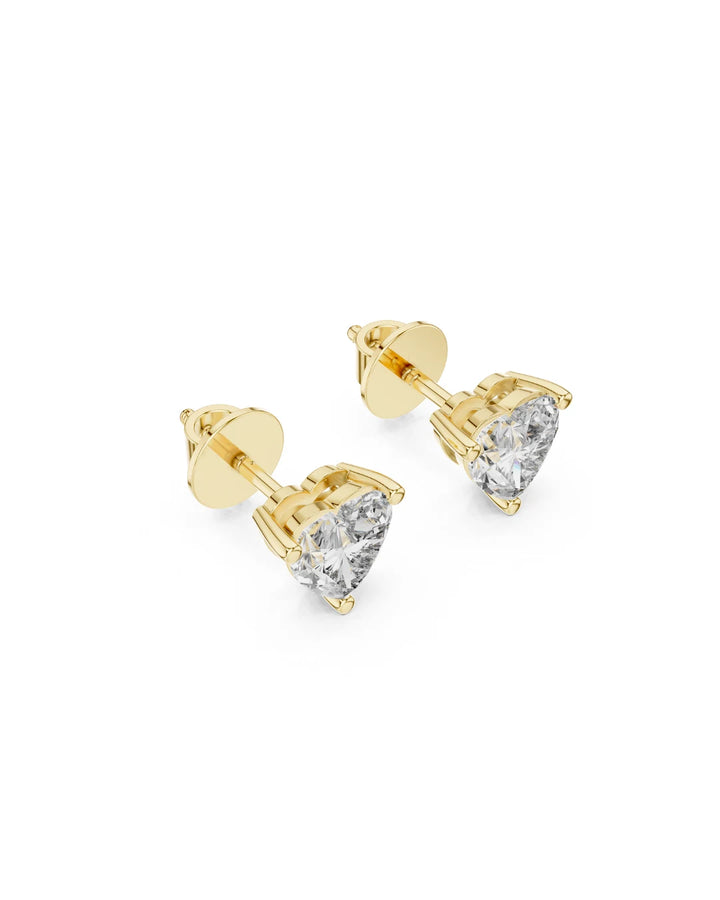 18K Yellow Gold Vermeil Faye 6mm Heart Moissanite Solitaire Stud Earrings Video in 925 Sterling Silver