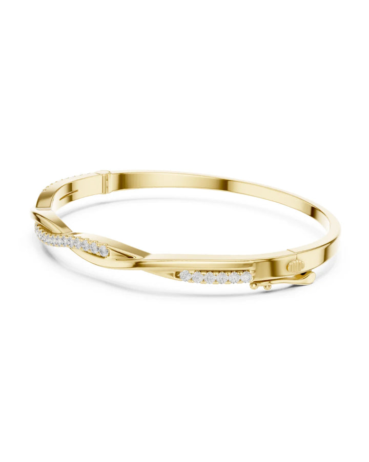 18K Yellow Gold Vermeil Iris Infinity Moissanite Bangle Bracelet - 925 Sterling Silver