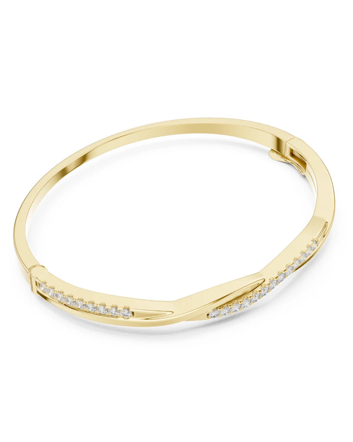 18K Yellow Gold Vermeil Iris Infinity Moissanite Bangle Bracelet - 925 Sterling Silver by Carat For You