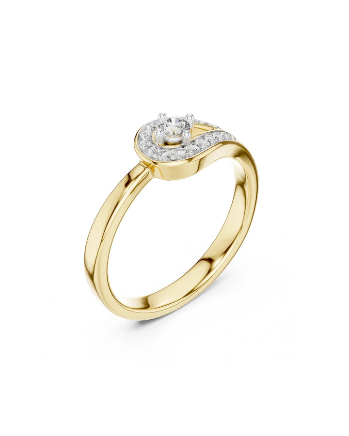 18K Yellow Gold Vermeil Isla Contemporary Teardrop Halo Moissanite Ring