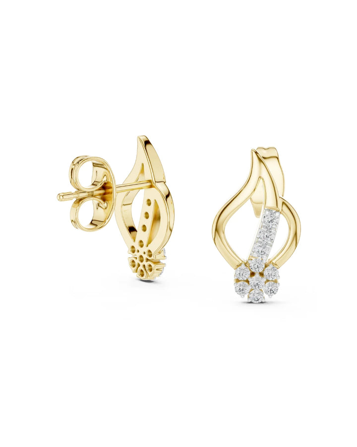 18K Yellow Gold Vermeil Kaia Floral Flame Moissanite Stud Earrings
