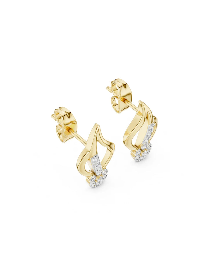 18K Yellow Gold Vermeil Kaia Floral Flame Moissanite Stud Earrings in 925 Sterling Silver
