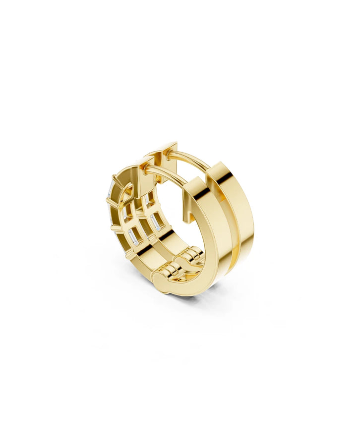 18K Yellow Gold Vermeil Kate Emerald Cut Moissanite Huggie Earrings - 925 Sterling Silver by Carat For You
