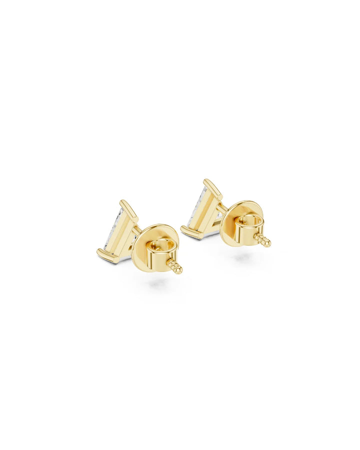 18K Yellow Gold Vermeil Kyra Triangle Moissanite Solitaire Stud Earrings