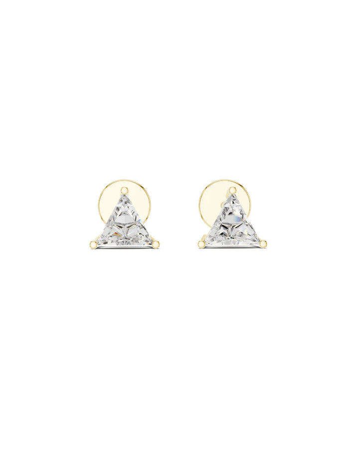 18K Yellow Gold Vermeil Kyra Triangle Moissanite Solitaire Stud Earrings in 925 Sterling Silver
