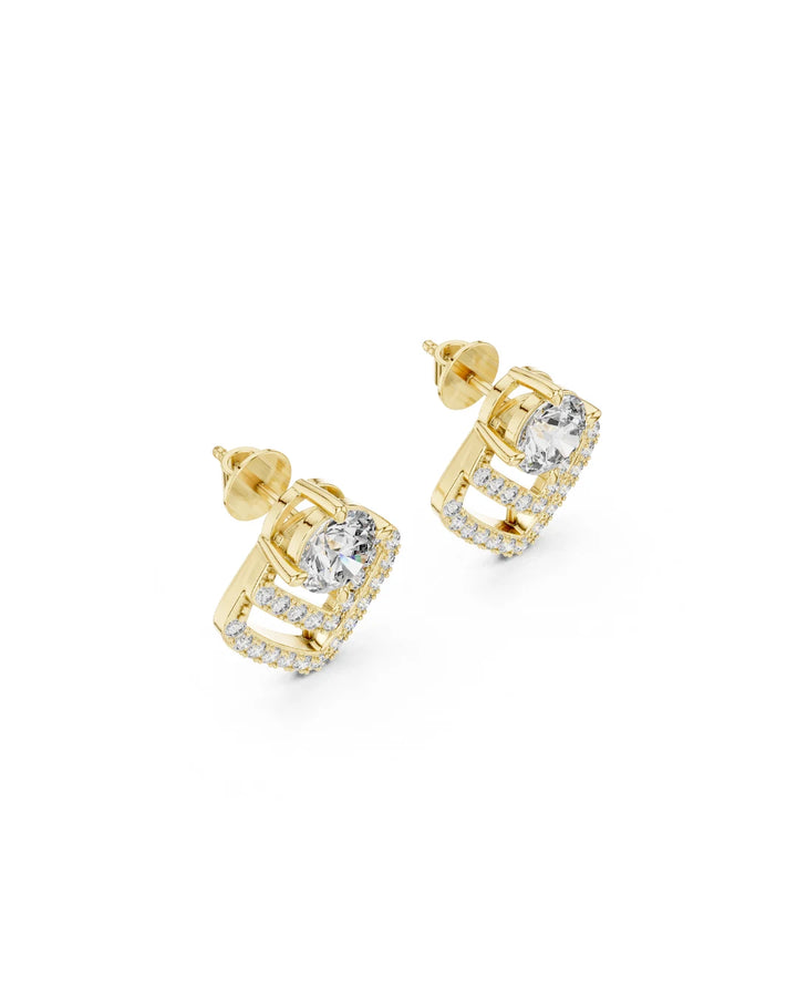 18K Yellow Gold Vermeil Lea Double V Moissanite Chevron Earrings