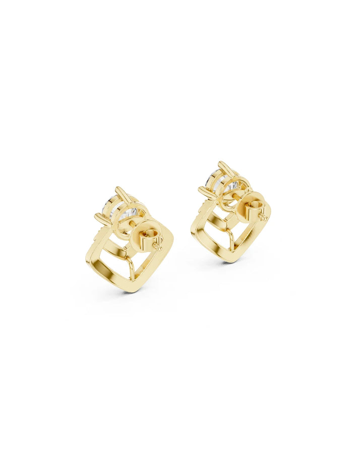 18K Yellow Gold Vermeil Lea Double V Moissanite Chevron Earrings in 925 Sterling Silver