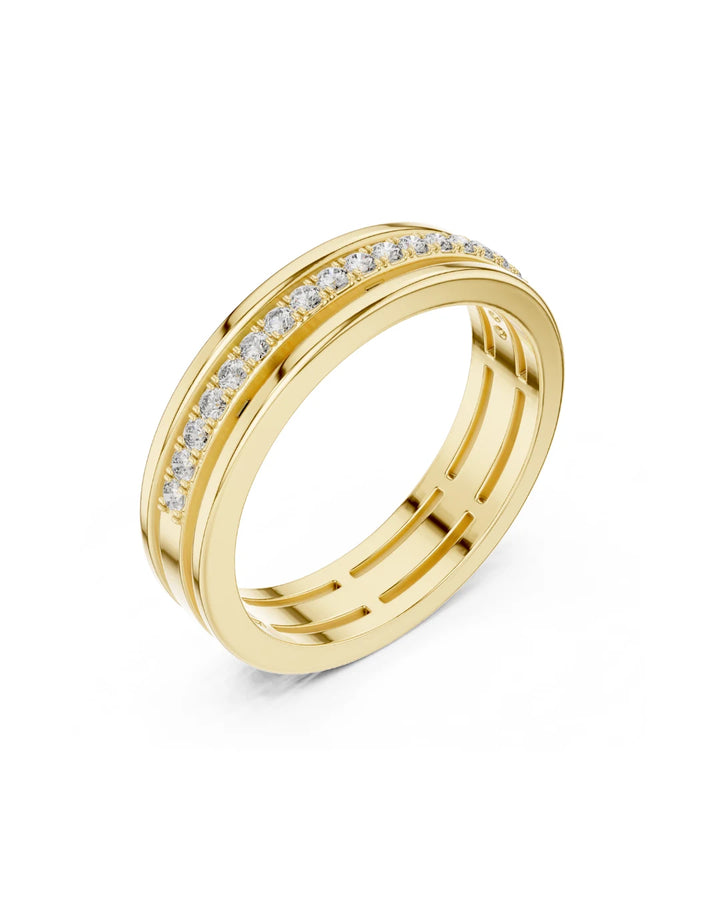 18K Yellow Gold Vermeil Liora Channel Moissanite Band Ring