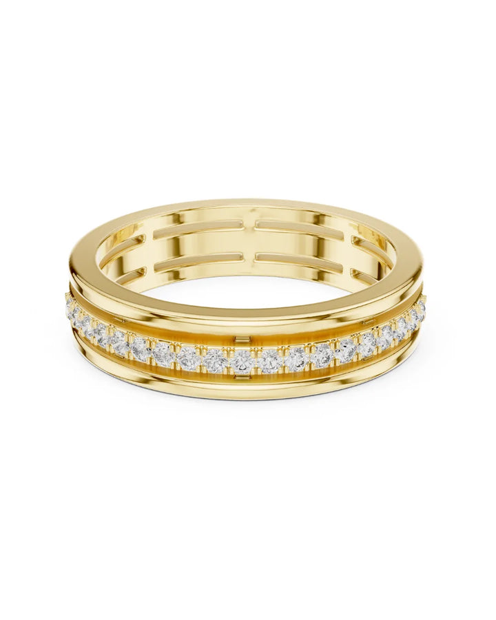 18K Yellow Gold Vermeil Liora Channel Moissanite Band Ring Video in 925 Sterling Silver