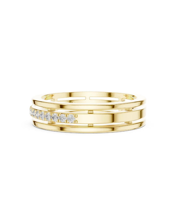 18K Yellow Gold Vermeil Liora Channel Moissanite Band Ring Video in 925 Sterling Silver by Carat For You