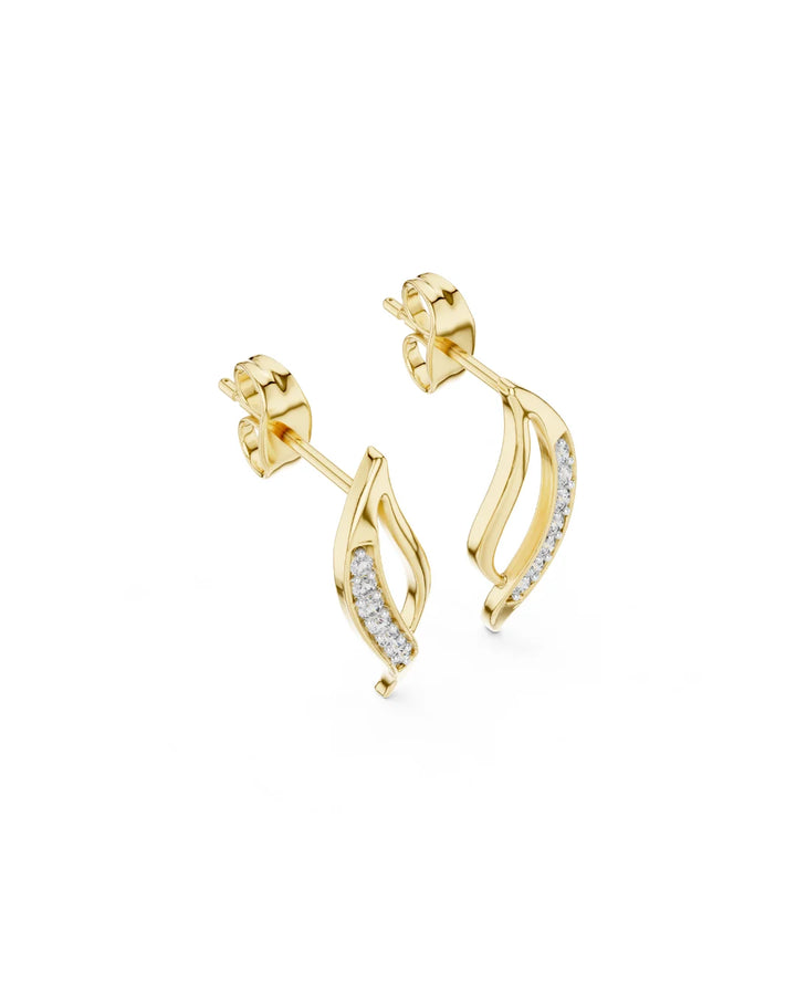 18K Yellow Gold Vermeil Liora Wave Moissanite Earrings in 925 Sterling Silver