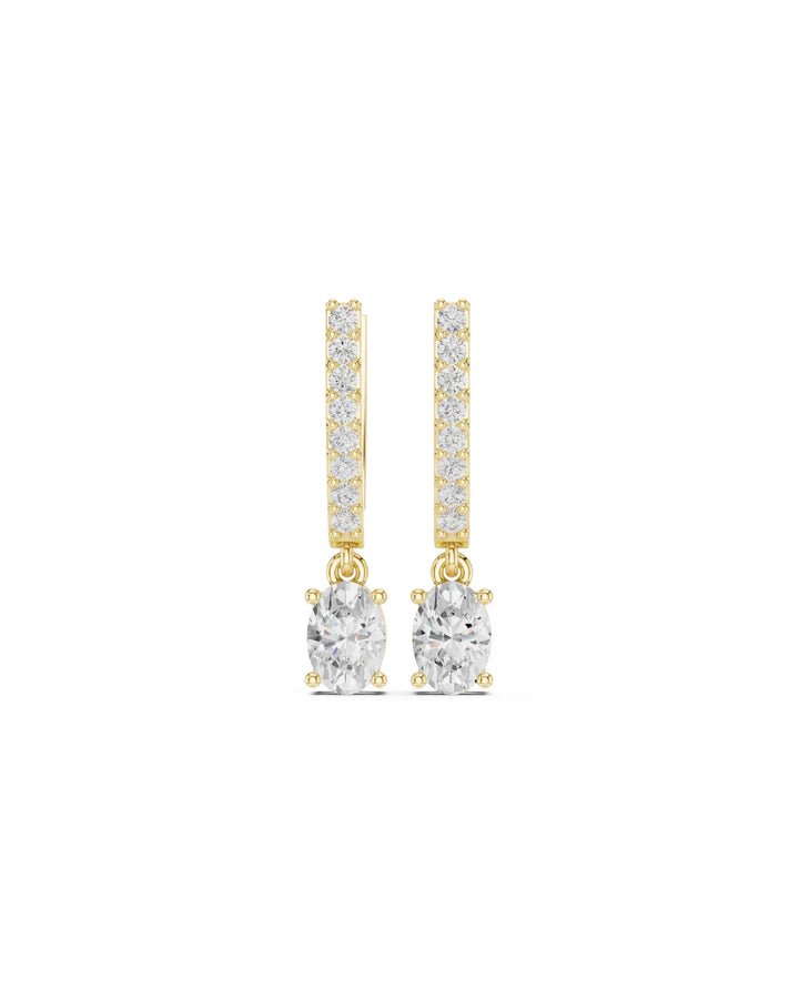 18K Yellow Gold Vermeil May Dangle & Drop Oval Moissanite Earrings - 925 Sterling Silver