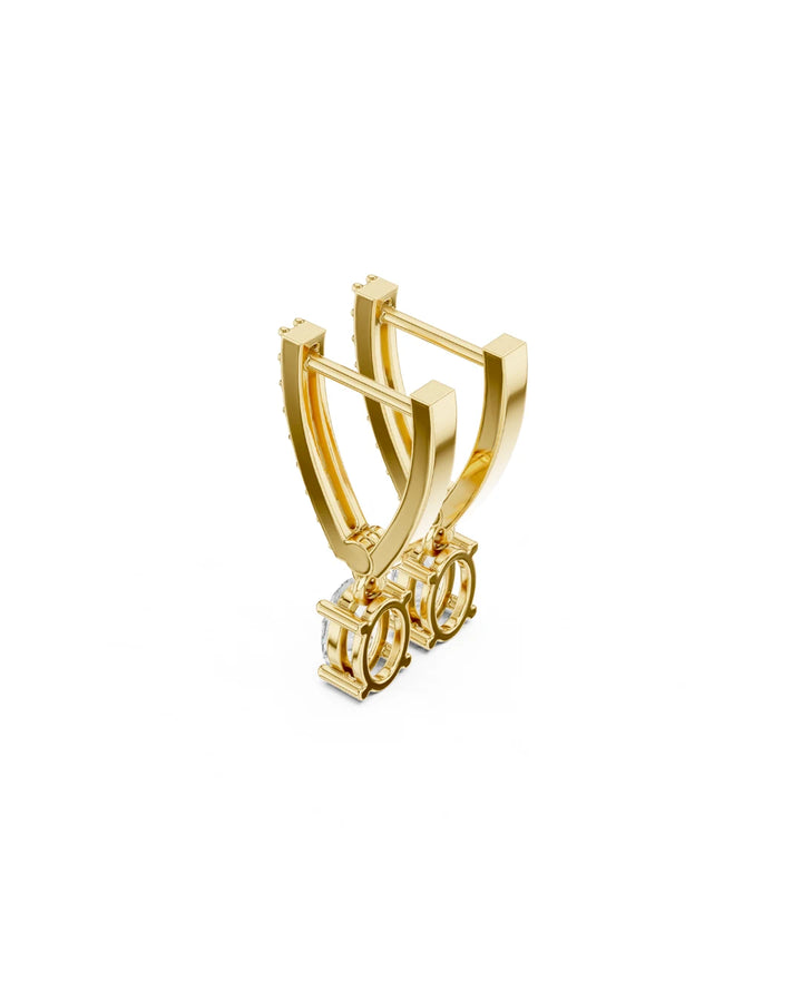 18K Yellow Gold Vermeil May Dangle & Drop Oval Moissanite Earrings - 925 Sterling Silver by Carat For You