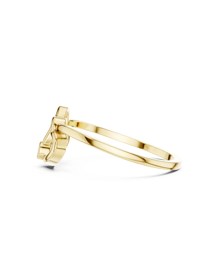 18K Yellow Gold Vermeil Minimalist TwinHeart Moissanite Ring in 925 Sterling Silver