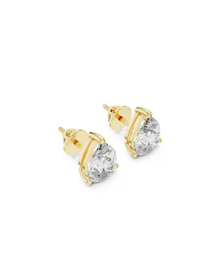 18K Yellow Gold Vermeil Myra Pear Moissanite Solitaire Stud Earrings