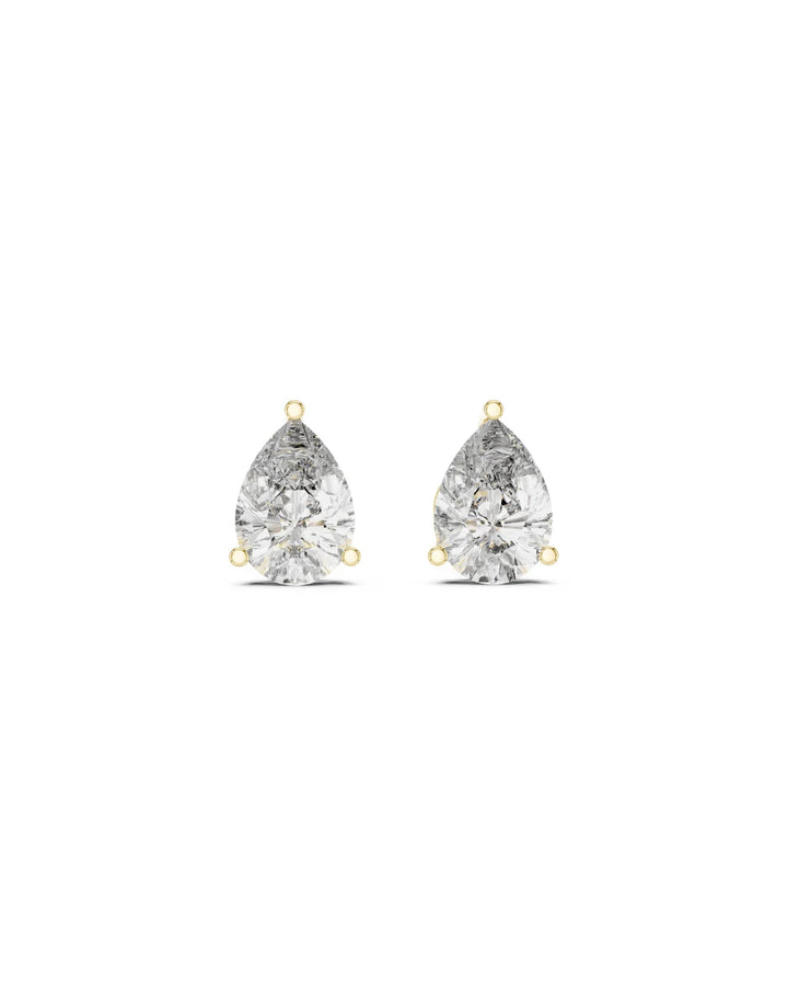 18K Yellow Gold Vermeil Myra Pear Moissanite Solitaire Stud Earrings in 925 Sterling Silver