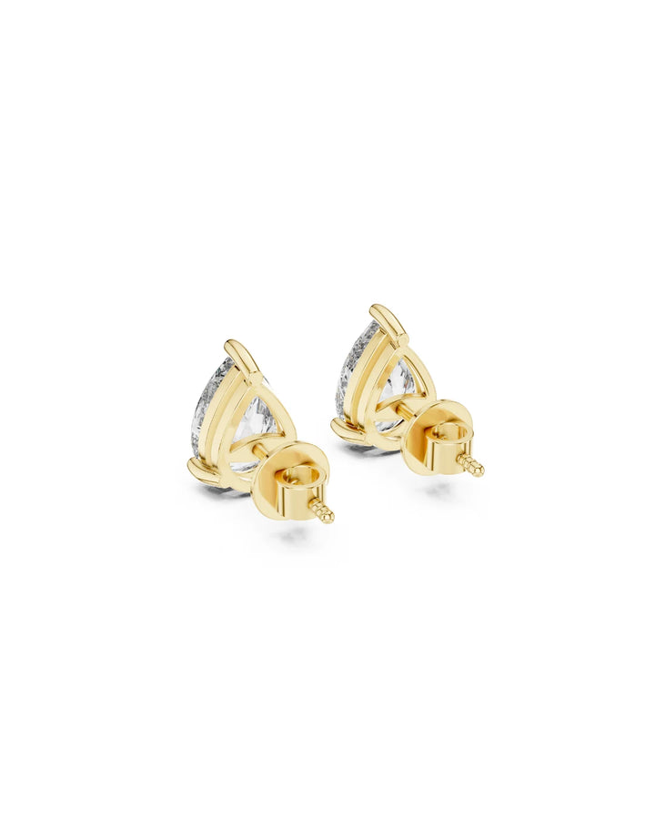 18K Yellow Gold Vermeil Myra Pear Moissanite Solitaire Stud Earrings in 925 Sterling Silver by Carat For You