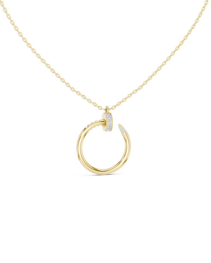 18K Yellow Gold Vermeil Nehal Endless Loop Moissanite Pendant in 925 Sterling Silver