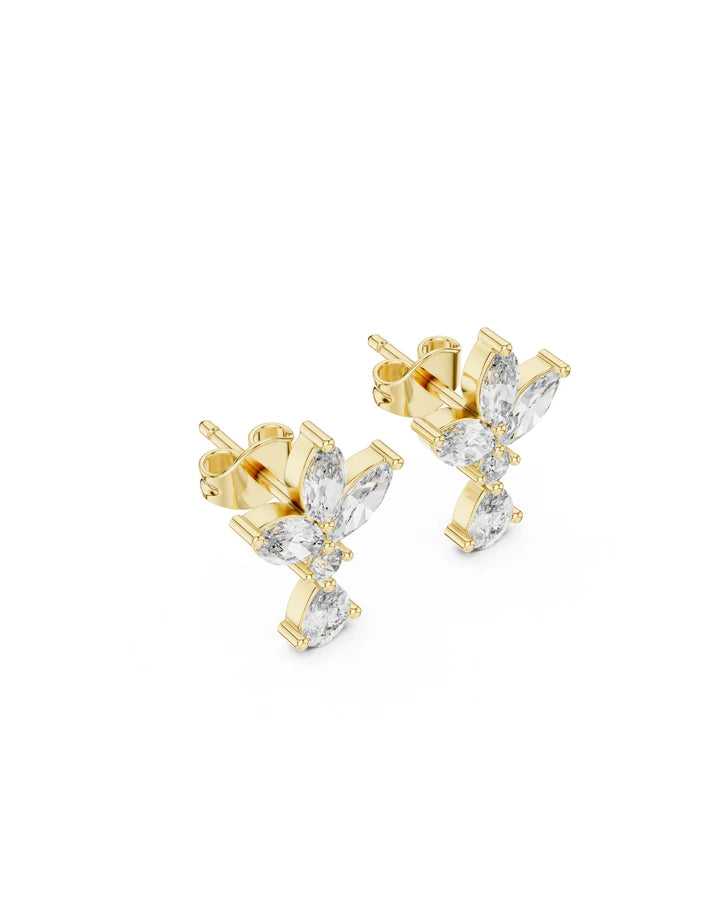 18K Yellow Gold Vermeil Noelle Petal Marquise & Pear Moissanite Earrings