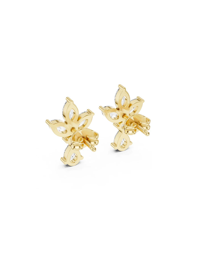 18K Yellow Gold Vermeil Noelle Petal Marquise & Pear Moissanite Earrings in 925 Sterling Silver